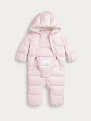 Polo Ralph Lauren Baby Navy Down Padded Hooded Romper Snowsuit - Image 2 of 3