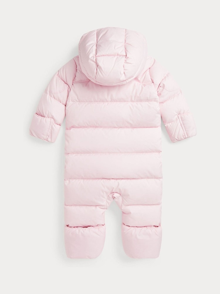 Polo Ralph Lauren Baby Navy Down Padded Hooded Romper Snowsuit - Image 3 of 3 Polo Ralph Lauren Baby Navy Down Padded Hooded Romper Snowsuit - Image 3 of 3