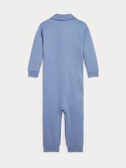 Polo Ralph Lauren Baby Blue Down Padded Hooded 100% Cotton Romper Snowsuit - Image 2 of 3