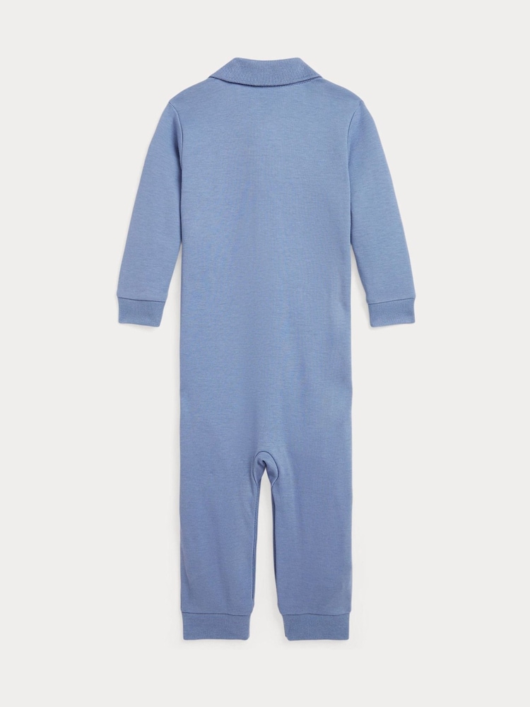 Polo Ralph Lauren Baby Blue Down Padded Hooded 100% Cotton Romper Snowsuit - Image 2 of 3 Polo Ralph Lauren Baby Blue Down Padded Hooded 100% Cotton Romper Snowsuit - Image 2 of 3
