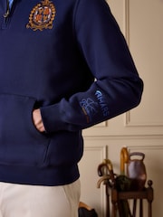 Joules Official Badminton Navy Quarter Zip Sweatshirt - Image 2 of 11