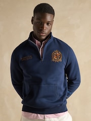 Joules Official Badminton Navy Quarter Zip Sweatshirt - Image 5 of 11
