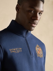 Joules Official Badminton Navy Quarter Zip Sweatshirt - Image 7 of 11