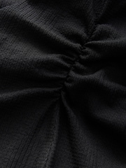 Black Long Sleeves Ruched Mini Dress - Image 6 of 7