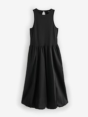 Noir - Peignoir mi-long Sans manche Racer Puffball 100% coton - Image 5 de 7
