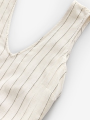 Neutral Stripe Tie Waist V-Neck Jumpsuit - Image 8 of 9
