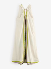 Tropical Leopard Placement Print Halterneck Maxi Dress With Linen - Image 2 of 5