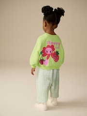 Green Printed Printed Sweatshirt and Barrel Leg Joggers Set (3mths-7yrs) - Image 2 of 11