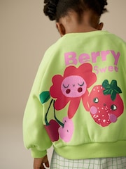 Green Printed Printed Sweatshirt and Barrel Leg Joggers Set (3mths-7yrs) - Image 4 of 11