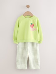 Green Printed Printed Sweatshirt and Barrel Leg Joggers Set (3mths-7yrs) - Image 6 of 11