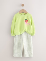 Green Printed Printed Sweatshirt and Barrel Leg Joggers Set (3mths-7yrs) - Image 7 of 11