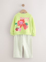 Green Printed Printed Sweatshirt and Barrel Leg Joggers Set (3mths-7yrs) - Image 8 of 11