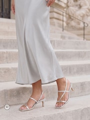 Linzi Silver Mode Strappy Kitten Heel Sandals - Image 1 of 5