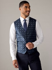Blue Regular Fit Occasion Waistcoat - Image 1 of 8