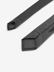 Black Slim Tonal Tie And Tie Clip - Image 3 of 3