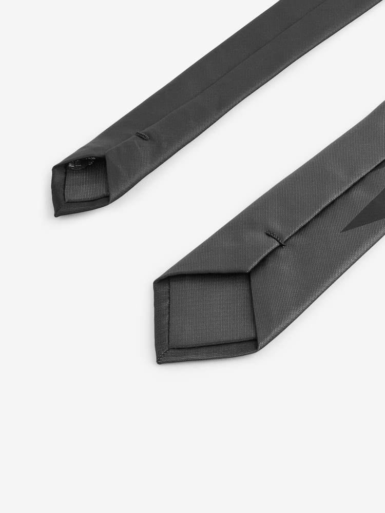Black Slim Tonal Tie And Tie Clip - Image 3 of 3