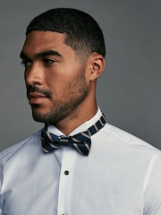 Navy Blue/Neutral Brown Stripe Design Bow Tie - Image 1 of 5
