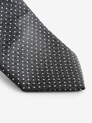 Black/White Polka Dot Skinny Slim Tie With Chain Keeperloop - Image 2 of 5