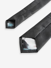 Black/White Polka Dot Skinny Slim Tie With Chain Keeperloop - Image 3 of 5