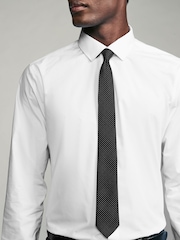 Black/White Polka Dot Skinny Slim Tie With Chain Keeperloop - Image 5 of 5