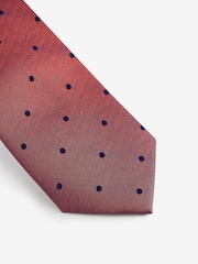 Rust Orange Polka Dot Slim Tie And Pocket Square Set - Image 4 of 6