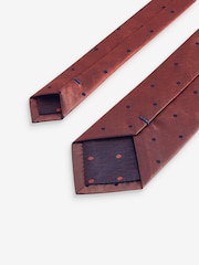 Rust Orange Polka Dot Slim Tie And Pocket Square Set - Image 5 of 6