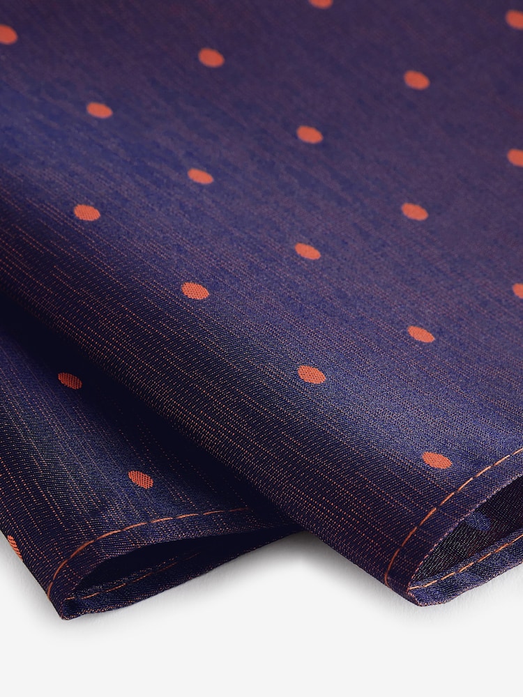 Rust Orange Polka Dot Slim Tie And Pocket Square Set - Image 6 of 6