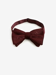 Burgundy Red Patterned Velvet Bow Tie - Image 3 of 6