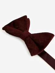 Burgundy Red Patterned Velvet Bow Tie - Image 5 of 6
