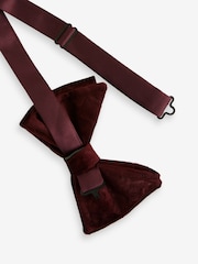 Burgundy Red Patterned Velvet Bow Tie - Image 6 of 6