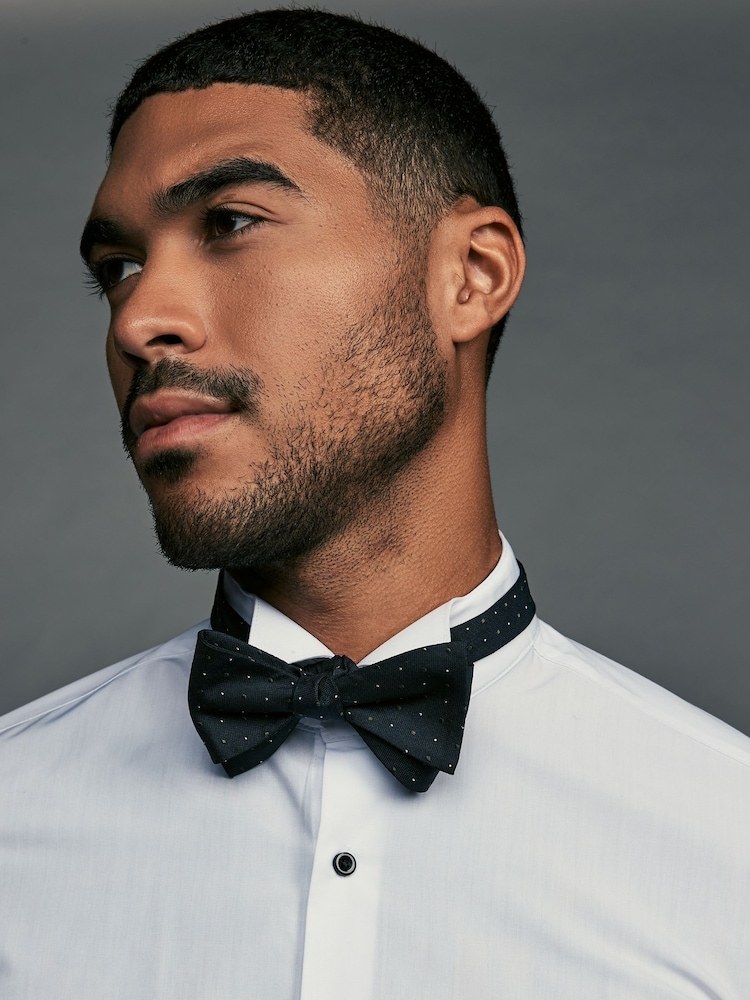 Black/Green Polka Dot Silk Self Bow Tie - Image 1 of 5