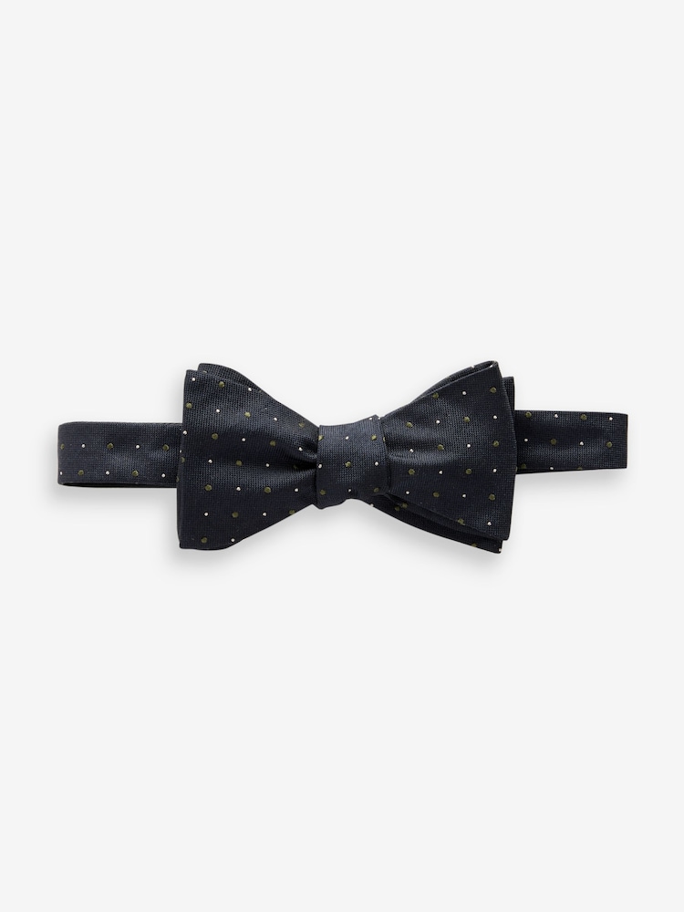Black/Green Polka Dot Silk Self Bow Tie - Image 2 of 5