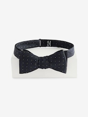 Black/Green Polka Dot Silk Self Bow Tie - Image 4 of 5