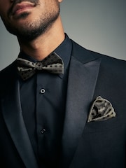 Black/Gold Glitter Geometric Bow Tie And Pocket Square Set - Image 2 of 8