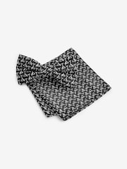 Black/White Martini Glass Bow Tie And Pocket Square Set - Image 1 of 7