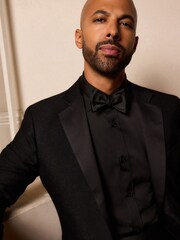 Black Textured Stripe Self Tie Bow Tie - Image 1 of 4