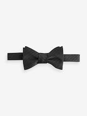 Black Textured Stripe Self Tie Bow Tie - Image 2 of 4