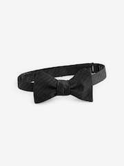 Black Textured Stripe Self Tie Bow Tie - Image 3 of 4