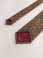 Olive Green Medallion Silk Design Tie - Image 2 of 3