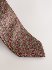 Olive Green Medallion Silk Design Tie - Image 3 of 3