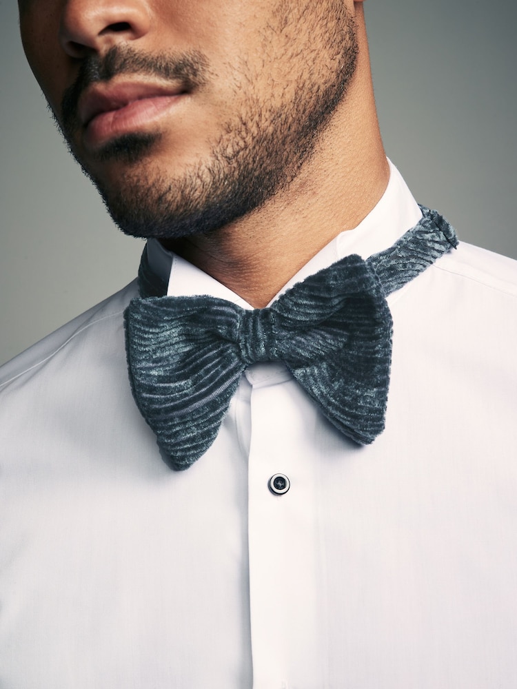 Grey Swirl Velvet Bow Tie - Image 2 of 6