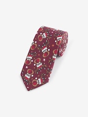 Red Reindeer Slim Christmas Design Tie - Image 1 of 3