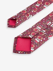 Red Reindeer Slim Christmas Design Tie - Image 3 of 3