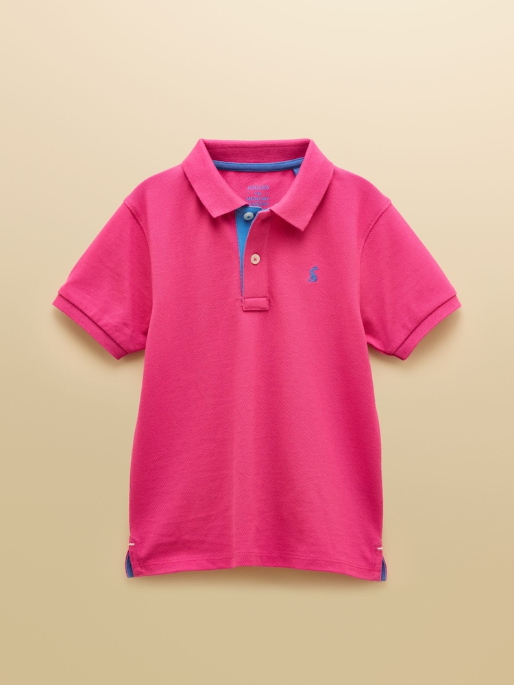 Joules Woody Bright Pink Cotton Pique Polo Shirt - Image 1 of 6 Joules Woody Bright Pink Cotton Pique Polo Shirt - Image 1 of 6