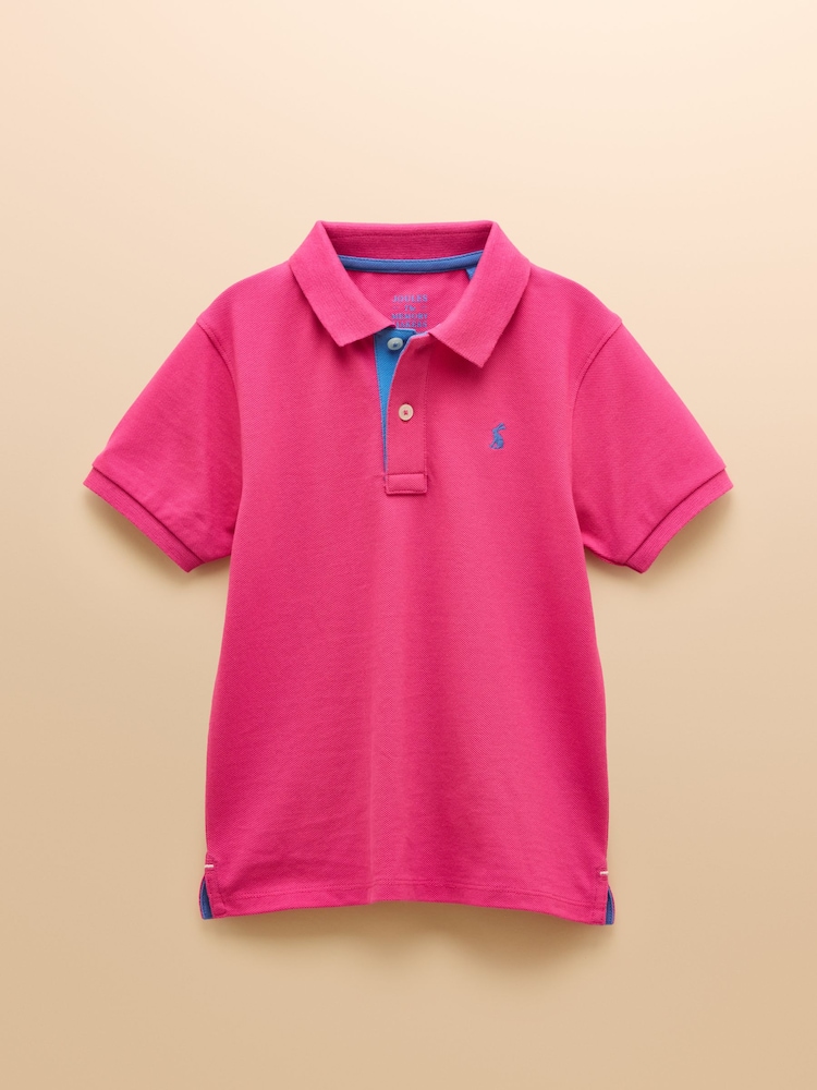Joules Woody Bright Pink Cotton Pique Polo Shirt - Image 2 of 7
