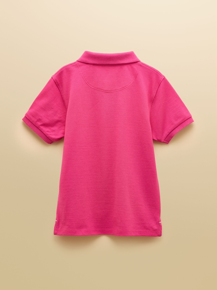 Joules Woody Bright Pink Cotton Pique Polo Shirt - Image 2 of 6 Joules Woody Bright Pink Cotton Pique Polo Shirt - Image 2 of 6