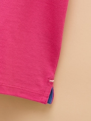 Joules Woody Bright Pink Cotton Pique Polo Shirt - Image 6 of 7