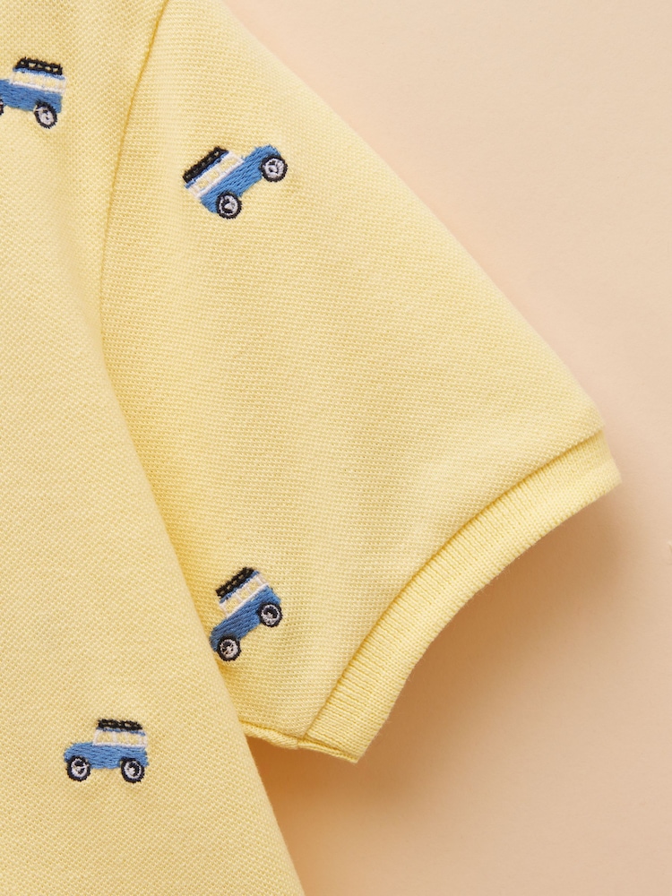 Joules Woody Yellow Cotton Pique Polo Shirt - Image 4 of 4