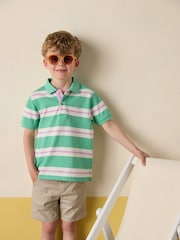Joules Boys' Woody Green Striped Polo Shirt - Image 1 of 5