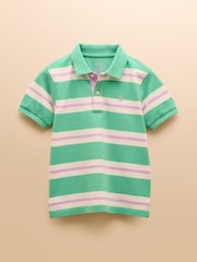 Joules Boys' Woody Green Striped Polo Shirt - Image 2 of 5